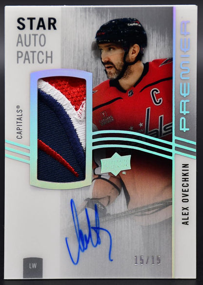 2023-24 UD Premier Alex Ovechkin AV-AO Washington Capitals Auto 15/15 Patch