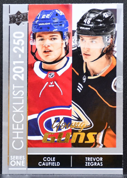2021-22 UD Series 1 Checklist Young Guns Caufield/Zegras RC 8338