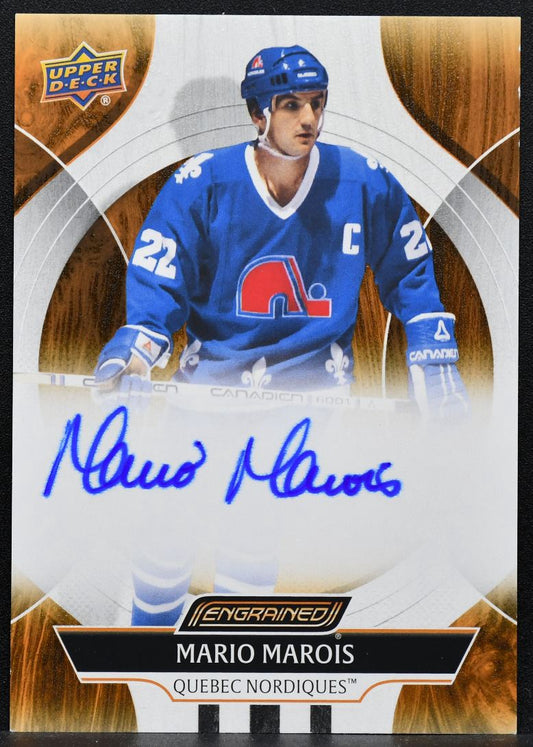 2024-25 UD Engrained Icons Base Auto Mario Marois Quebec Nordiques Auto 7405