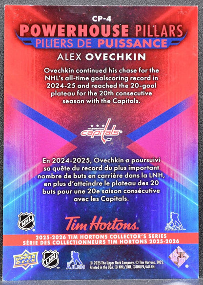2025-26 UD Tim Hortons Powerhouse Pillars Alex Ovechkin CP-4 Capitals 5364