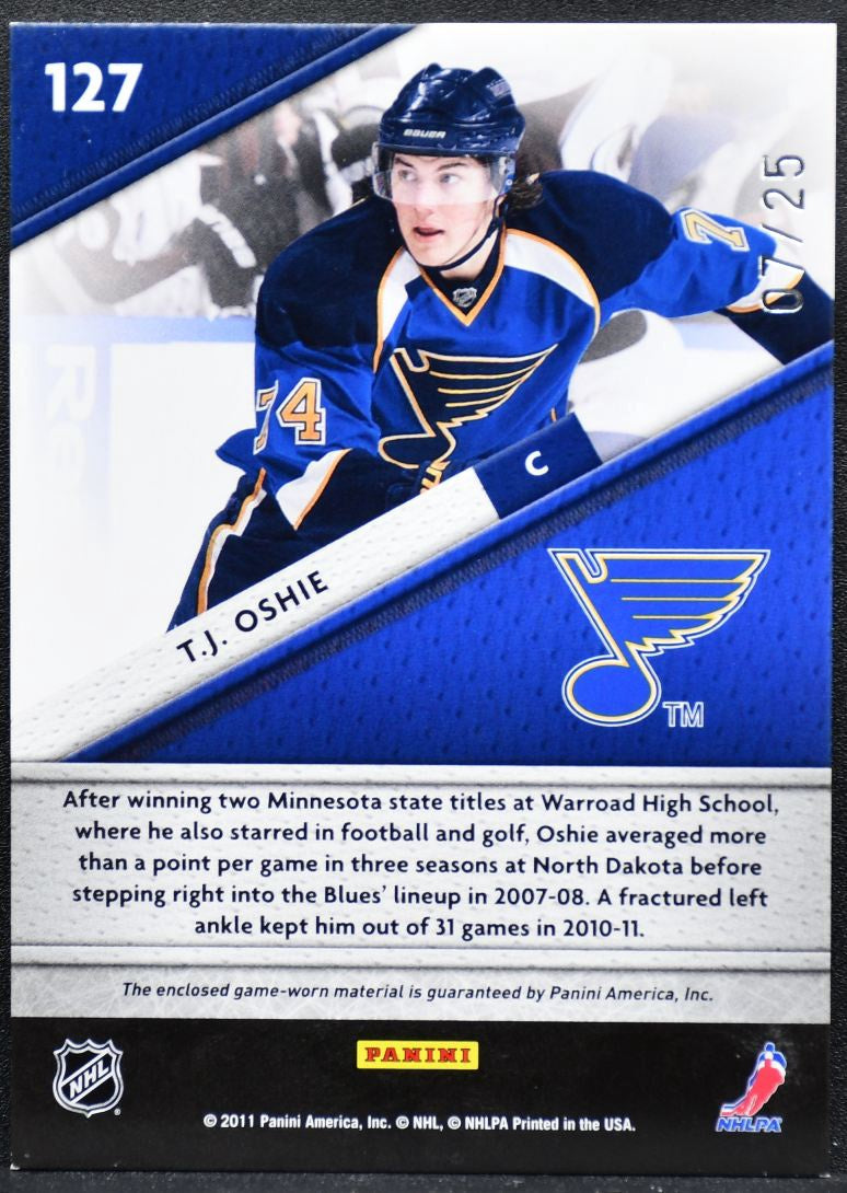 2011-12 Panini Certified Fabric of the Game T.J. Oshie 127 /25 Jersey 2400