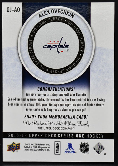 2015-16 UD Series 1 UD Game Jersey Alexander Ovechkin GJ-AO Jersey