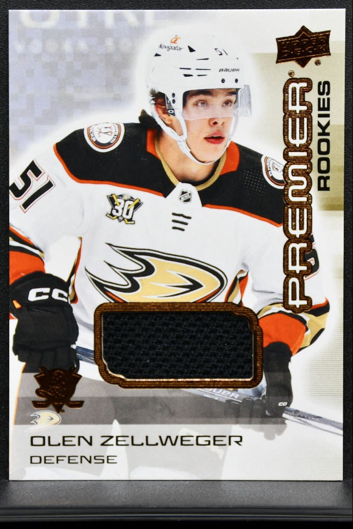2024-25 UD Premier Rookies Bronze Olen Zellweger Anaheim Ducks RC Jersey 9584