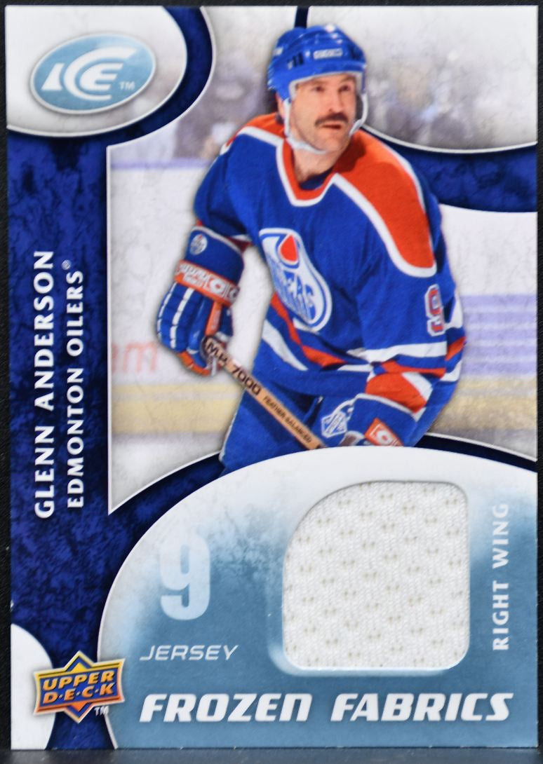 2009-10 Upper Deck Ice Frozen Fabrics Glenn Anderson FR-GA Oilers Jersey 0641