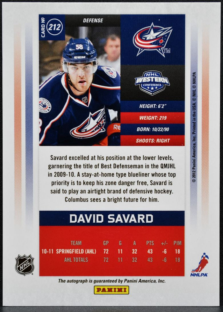 2011-12 Panini Contenders Calder Auto Savard RC Auto /800 5860