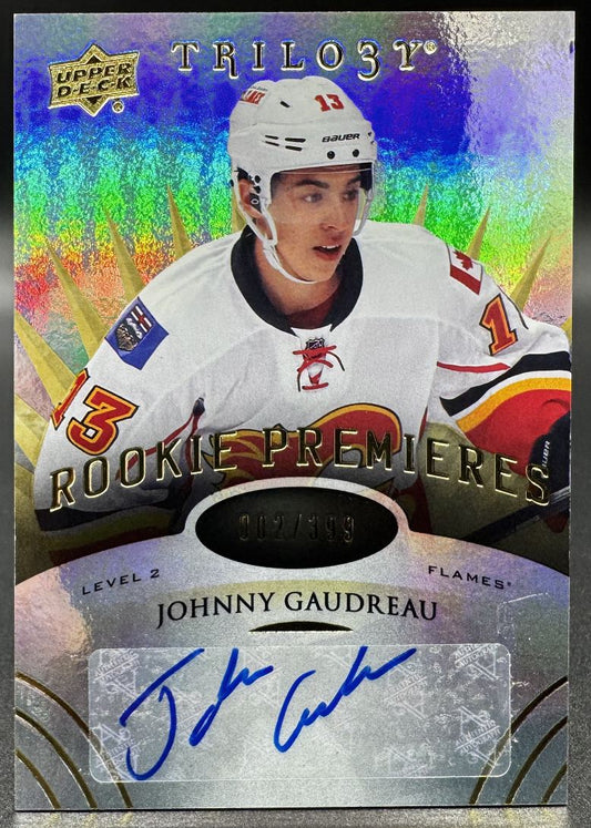 2014-15 UD Trilogy Level 2 Johnny Gaudreau 135 Calgary Flames Auto 002/399