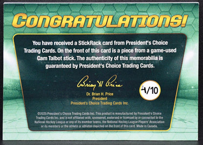 2025-26 President's Choice StickRack Cam Talbot Stick 2989
