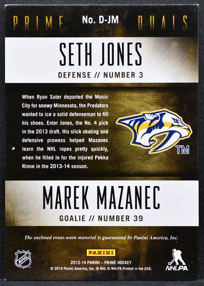 2013-14 Panini Prime Duals Marek Mazanec/Seth Jones 090/200 Jersey 2554