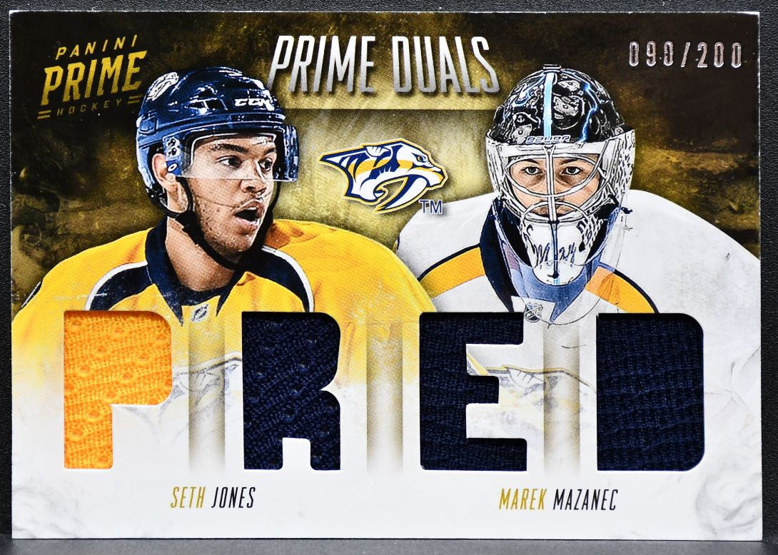 2013-14 Panini Prime Duals Marek Mazanec/Seth Jones 090/200 Jersey 2554