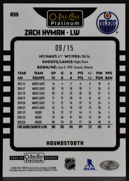 2024-25 O-Pee-Chee Platinum Retro Houndstooth Zach Hyman R35 Oilers 09/15 7068