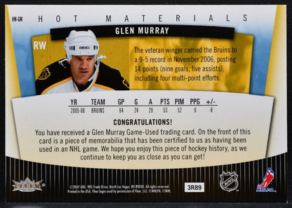 2007-08 Fleer Hot Prospects Hot Materials Glen Murray Bruins 019/100 Jersey 2776