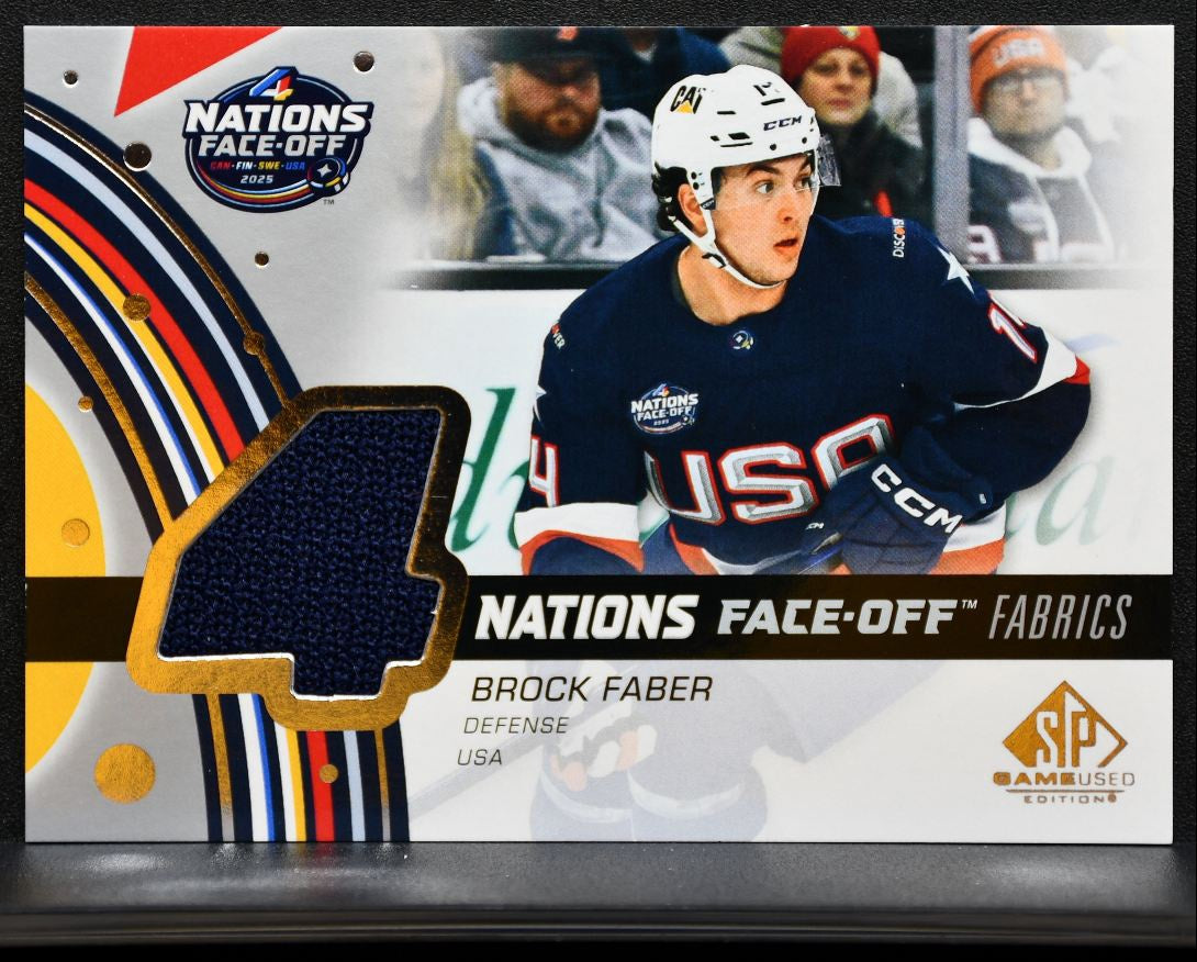 2025-26 SP Game Used 4 Nations Face Off Fabrics Brock Faber USA Jersey 0719