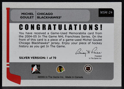 2004-05 ITG Franchises US West Memorabilia Goulet WSM-24 Blackhawks Jersey 3671
