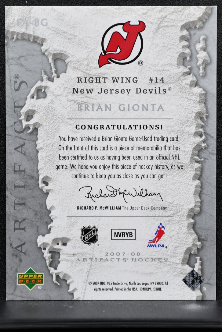 2007-08 UD Artifacts Frozen Jersey Brian Gionta FA-BG /100 Jersey 3514