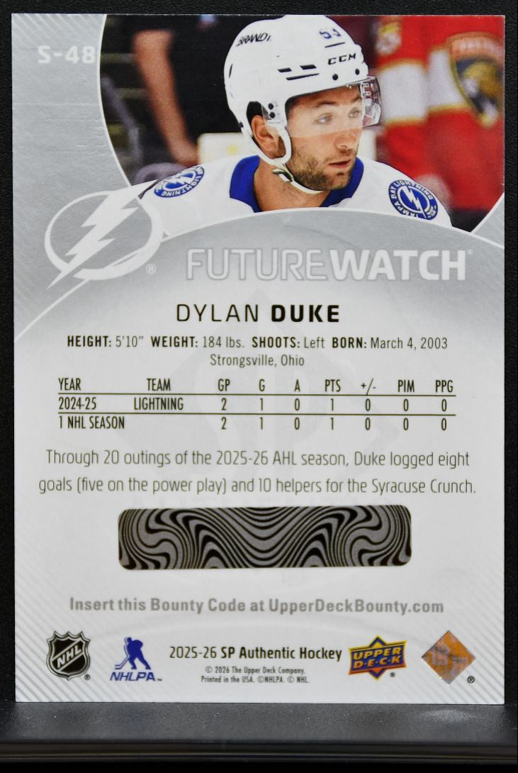 2025-26 SP Authentic Future Watch Spectrum FX Dylan Duke S-48 Lightning RC 8419