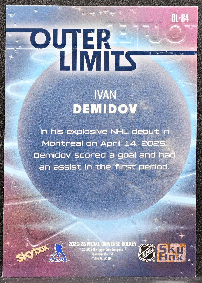 2025-26 SkyBox Metal Universe Outer Limits Ivan Demidov OL-84 Canadiens RC 1907
