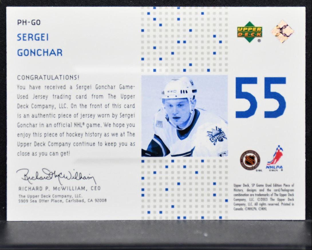 2002-03 SP Game Used Piece of History Sergei Gonchar 090/225 Jersey 4039