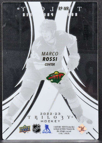 22-23 UD Trilogy RC Premieres Plexi Marco Rossi RP-MR Minnesota Wild RC 205/299 7399