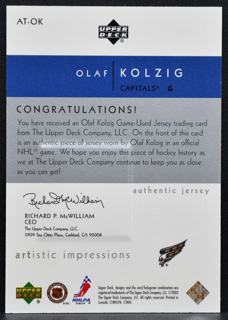 2002-03 UD Artistic Impressions Artist's Touch Kolzig 240/499 Jersey 0585