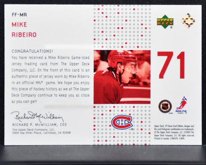 2002-03 SP Game Used Future Fabrics Mike Ribeiro Canadiens 136/225 Jersey 1687