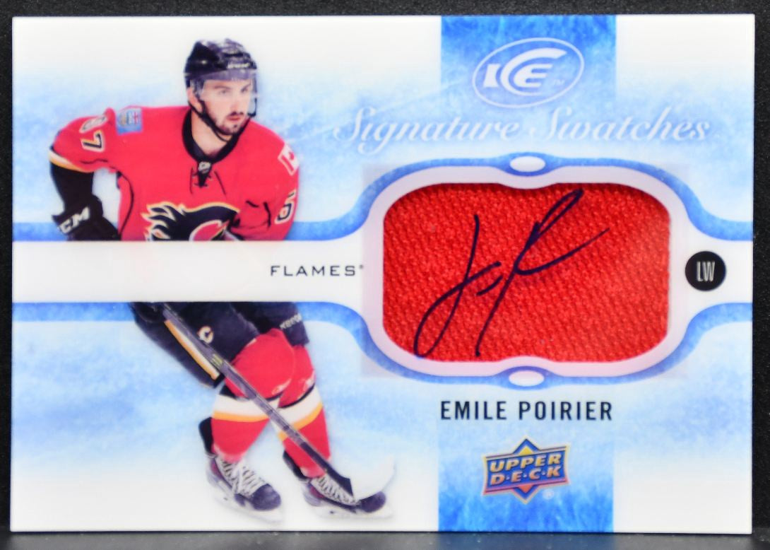 2015-16 UD Ice Signature Swatches Emile Poirier SS-EP Flames RC Auto Jersey 5689