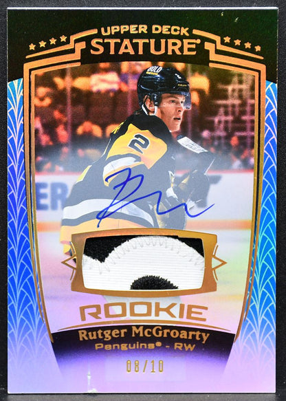 2024-25 UD Stature Premium Blue McGroarty 39 Penguins RC Auto 08/10 Patch 4791