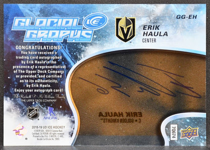 2018-19 Upper Deck Ice Update 2018-19 Erik Haula GG-EH Golden Knights Auto 0577