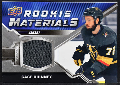 2020-21 UD Series 2 RC Materials Gage Quinney RM-GQ Vegas Knights RC Jersey 3347