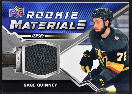 2020-21 UD Series 2 RC Materials Gage Quinney RM-GQ Vegas Knights RC Jersey 3347