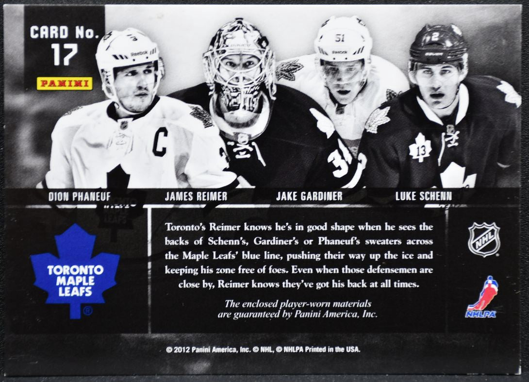 2011-12 Panini Prime Quads Phaneuf/Gardiner/Reimer/Schenn /75 Jersey 7321