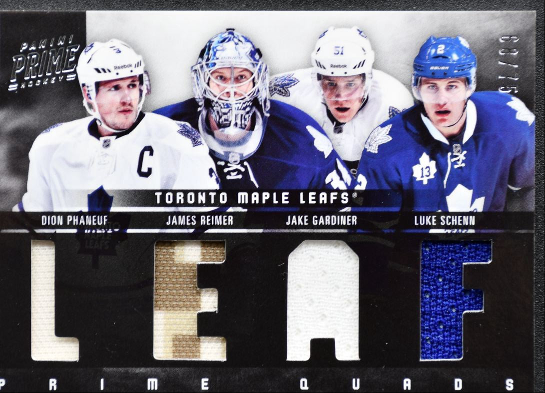 2011-12 Panini Prime Quads Phaneuf/Gardiner/Reimer/Schenn /75 Jersey 7321
