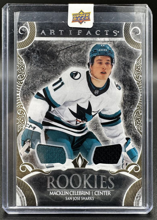 Maillot de recrue Macklin Celebrini des Sharks de San Jose, collection Artifacts UD 2024-25