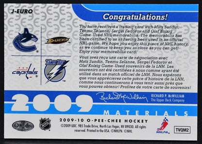 2009-10 OPC Materials Sundin/Olaf Sergei Teemu Selanne J-EURO Jersey