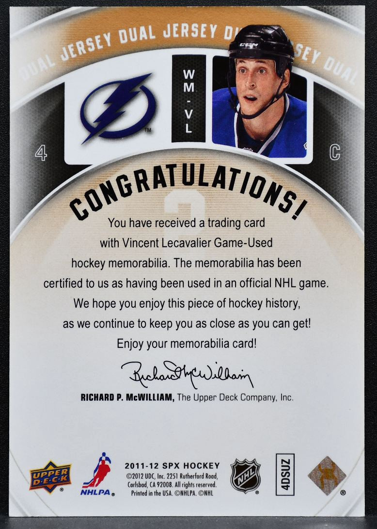 2011-12 SPx Winning Materials Vincent Lecavalier WM-VL Lightning Jersey 0196