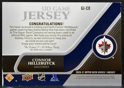 2020-21 Upper Deck UD Game Jersey Connor Hellebuyck GJ-CO Jets Jersey 6418