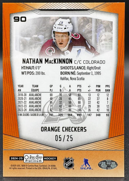 2024-25 O-Pee-Chee Platinum Orange Checkers Nathan MacKinnon /25