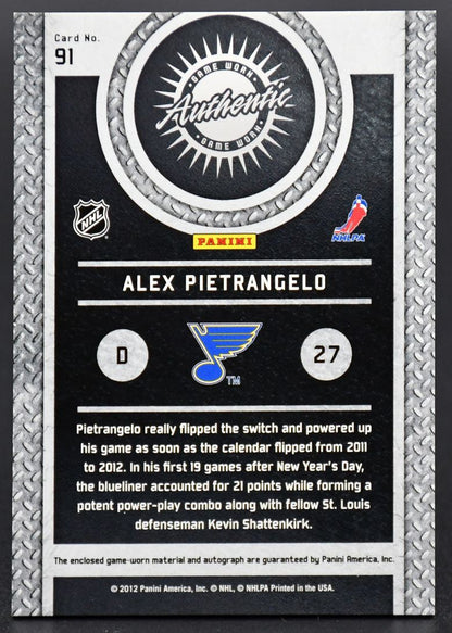 2011-12 Panini Gear Autographs Pietrangelo St. Louis Blues Auto /100 Jersey