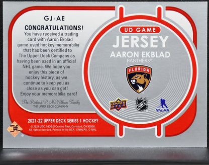 2021-22 UD Series 1 UD Game Jersey Ekblad Florida Panthers Jersey 7017