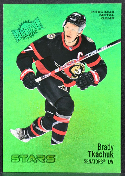 22-23 SkyBox Metal Universe Precious Metal Gems Green Tkachuk Senators /100 2555