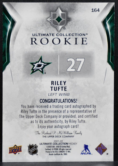 2021-22 UD Ultimate Collection Rookie Auto Riley Tufte RC Auto 056/299 6303