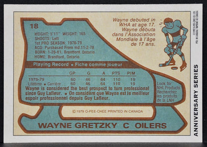 1992-93 O-Pee-Chee Anniversary Series Wayne Gretzky 18 Edmonton Oilers RC 4954