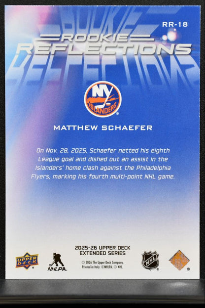 2025-26 UD Extended Series Rookie Reflections Matthew Schaefer Islanders RC 3574