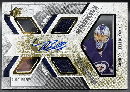 Maillot SPx Connor Hellebuyck 144 Winnipeg Jets RC Auto 2015-16 213/499