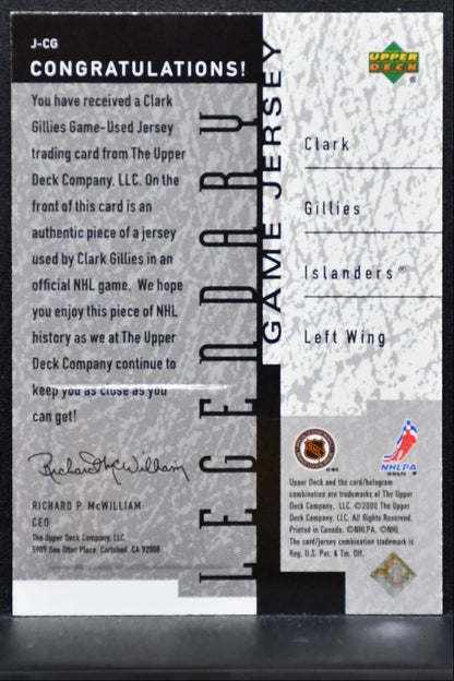2000-01 UD Legends Legendary Game Jerseys Clark Gillies Islanders Jersey 2936