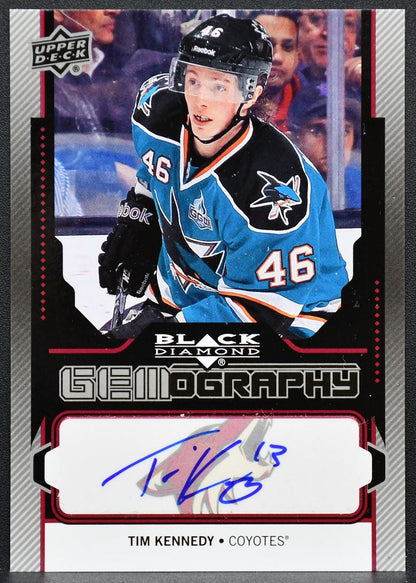 2013-14 UD Black Diamond Gemography Auto Tim Kennedy GEM-TK Coyotes Auto 8485
