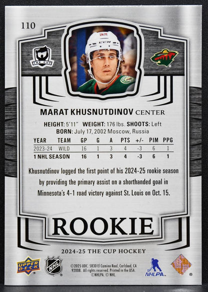 2024-25 Upper Deck The Cup Rookie Marat Khusnutdinov 110 Wild RC 140/249 5091