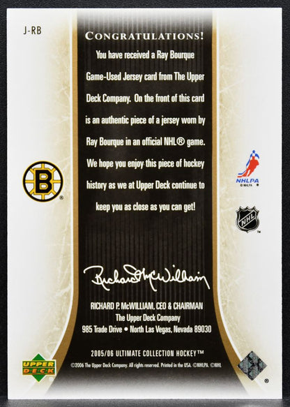 2005-06 UD Ultimate Collection Jerseys Ray Bourque Bruins 170/250 Jersey 2563