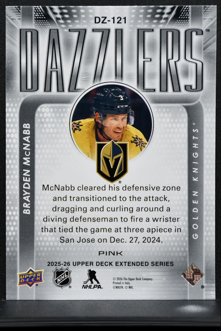 2025-26 UD Extended Series Dazzlers Pink Brayden McNabb Golden Knights 3246