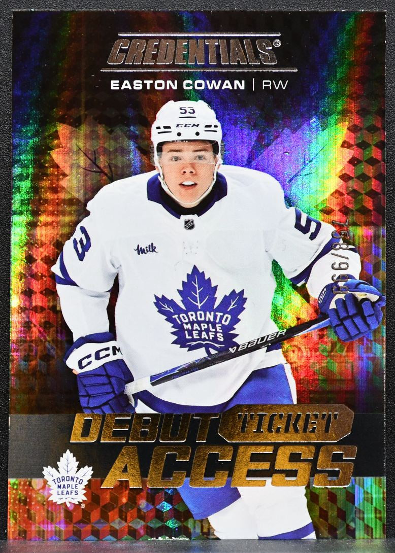 2025-26 UD Credentials Debut Ticket Access Easton Cowan Maple Leafs RC 8075