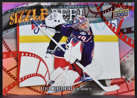 25-26 UD Series 2 Sizzle Reel Red Elvis Merzlikins SR-47 Blue Jackets 194/199 9706